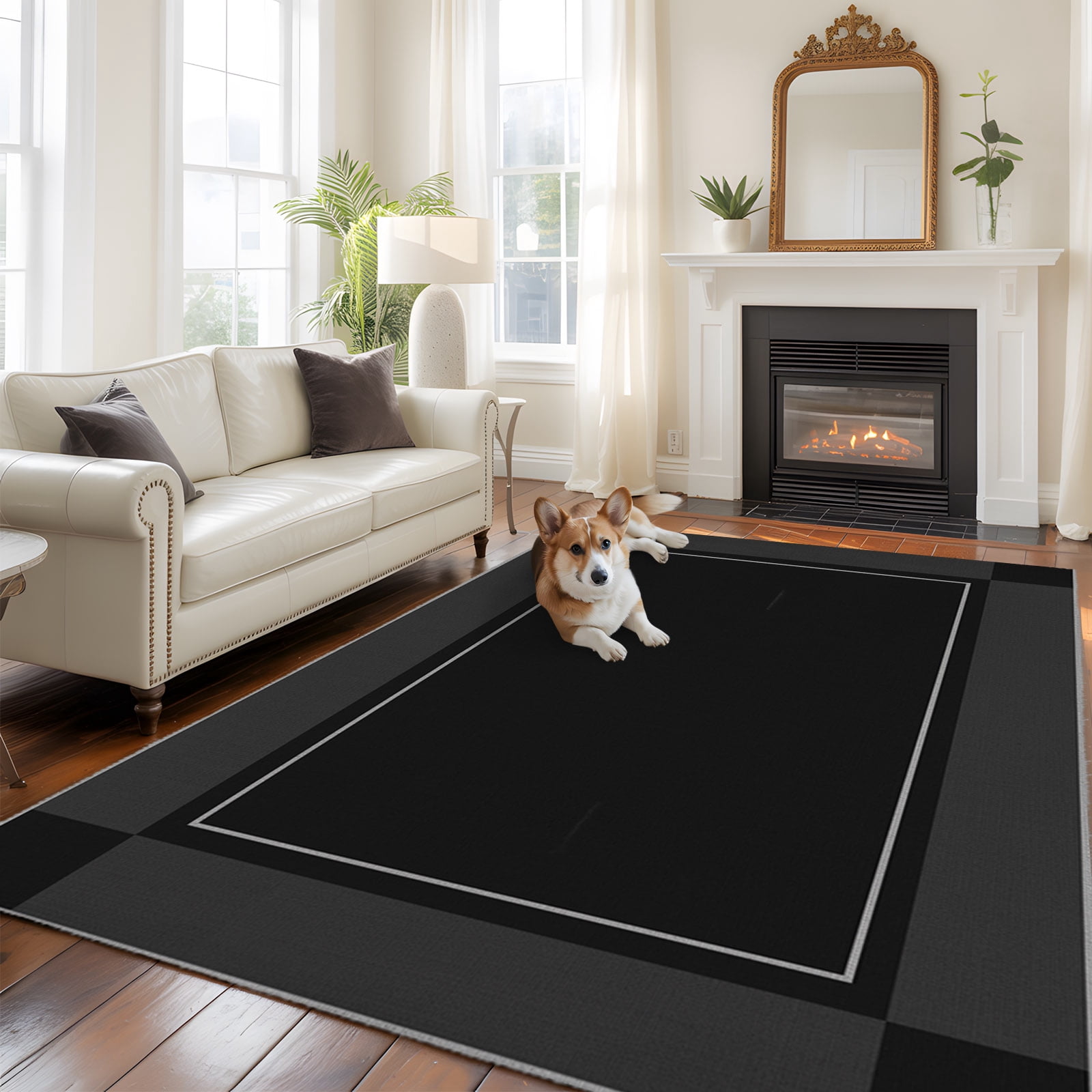 Square Pattern Extra Large Area Rug Black Square Plaid Large Area Rugs 6x9ft Charcoal Blocks Checkered ...