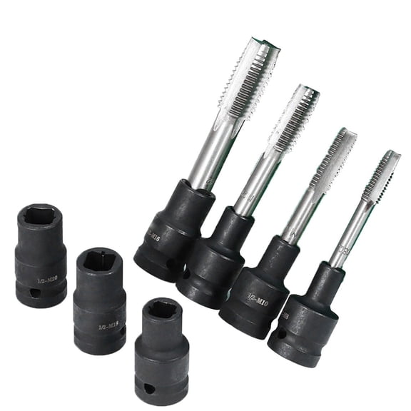 Black Square Profile Tap Socket 1/2" Driver for M6 to M24 Metric Taps, Heavy Duty Cr-V Steel, Ideal for Electric Wrench Use in Limited Access Threading Jobs