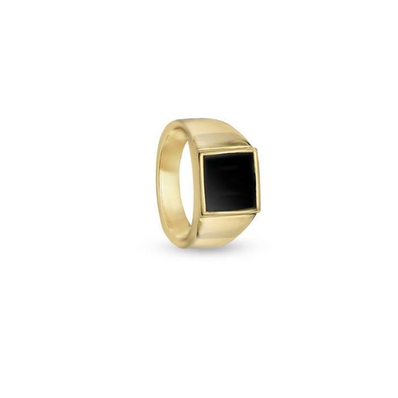 Black Square Ring Simple European And American Cold Wind Stacking Ring