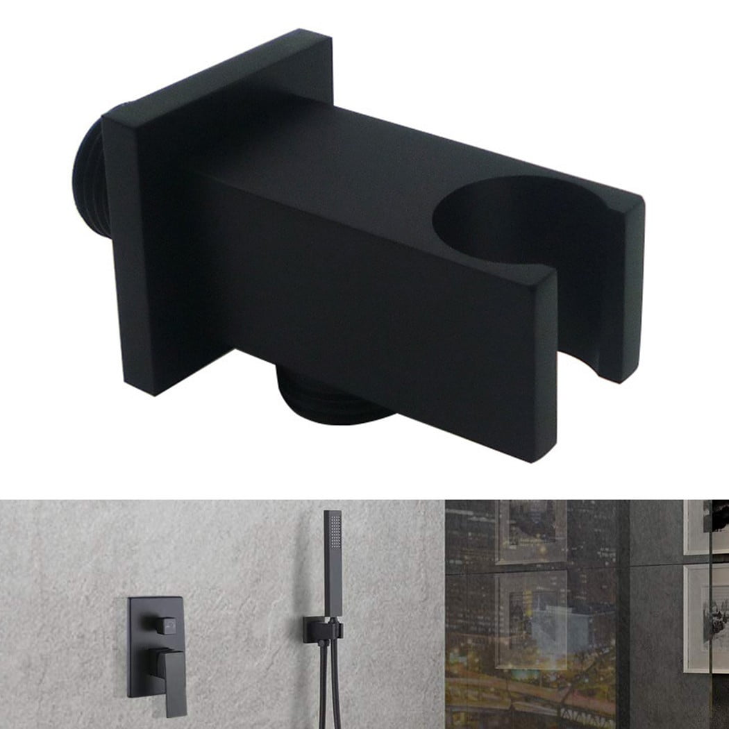 Black Square Shower Outlet Elbow Connector Shower Handset Holder