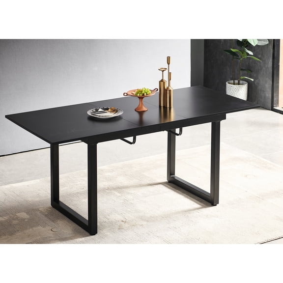 Black Square Table with Metal Legs - Stable and Easy to Clean in Home