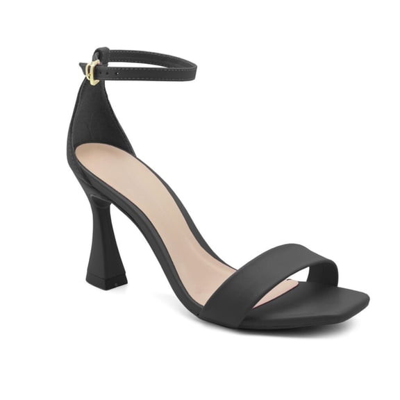 Carolina Black Asymmetric Square Toe Heel