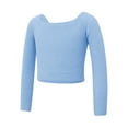thumbnail image 1 of Black Square-necked Long-sleeved Crop Top for Girls - Soft and Comfy Knit Fabric for Active Wear, 1 of 2