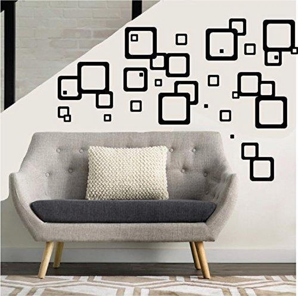 Black Squares Retro Mod Wall Decals Modern Geometric Wall Decor