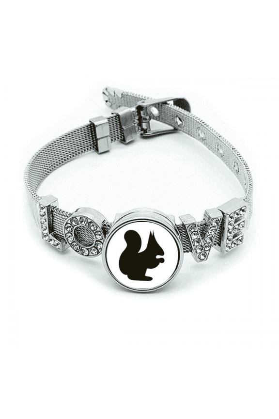 Black Squirrel Animal Portrayal Bracelet Wristband Crystal Love Adjustable Bangle