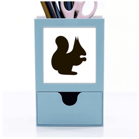 Black Squirrel Animal Portrayal Desk Supplies Organizer Pen Holder Card
