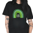 thumbnail image 1 of Black St Patricks Day Print Tshirt Graphic Tees Shirts Green Pattern Rainbow Clover Festive Casual Trendy Tops Sizes S-5XL, 1 of 5