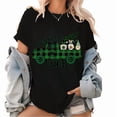 thumbnail image 1 of Black St Patricks Day Print Tshirt Graphic Tees Shirts Loads of Luck Green Plaid Truck Gnome Clover Festive Casual Fashion Tops Sizes S-5XL, 1 of 5