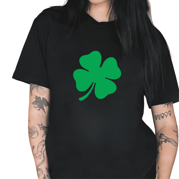 Black St Patricks Day Print Tshirt Graphic Tees Shirts Solid Green Clover Festive Basic Fashion Tops Sizes S-5XL
