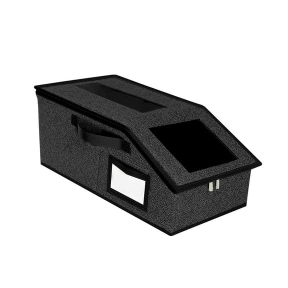 Black Stackable Baseball Cap Storage Box With Clear Window, Holds Up To 30 Hats, Closet Organizer For Men And Women, Non-Woven Fabric Hat Keeper With Handles, Black Color, 15X12X10In, 1.5L