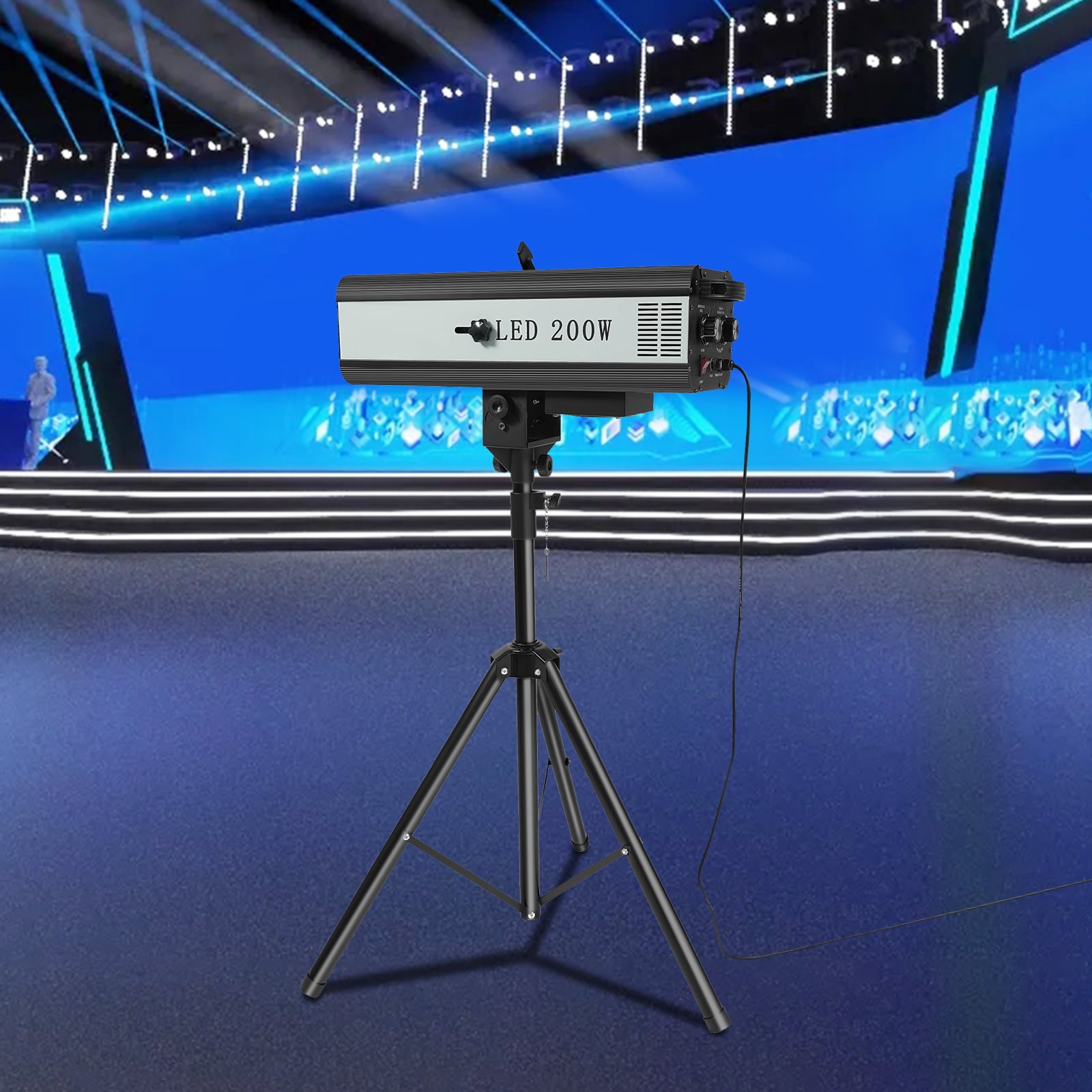 Black Stage Spot Light 200W Follow Spotlight Manual Control For Party ,Theater ,Large Stages, Bar, Disco Club