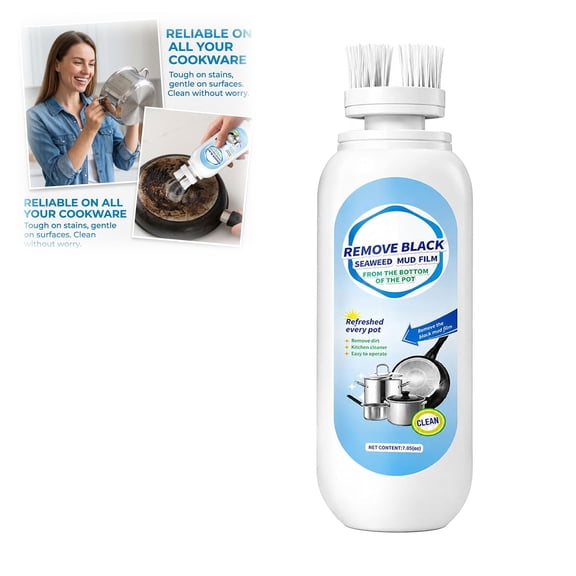 Black Stain Remover for Pots & Pans – Heavy Duty Cookware Cleaner, Removes Burnt-On Oil & Grease, Multi-Surface Use(1PCS)