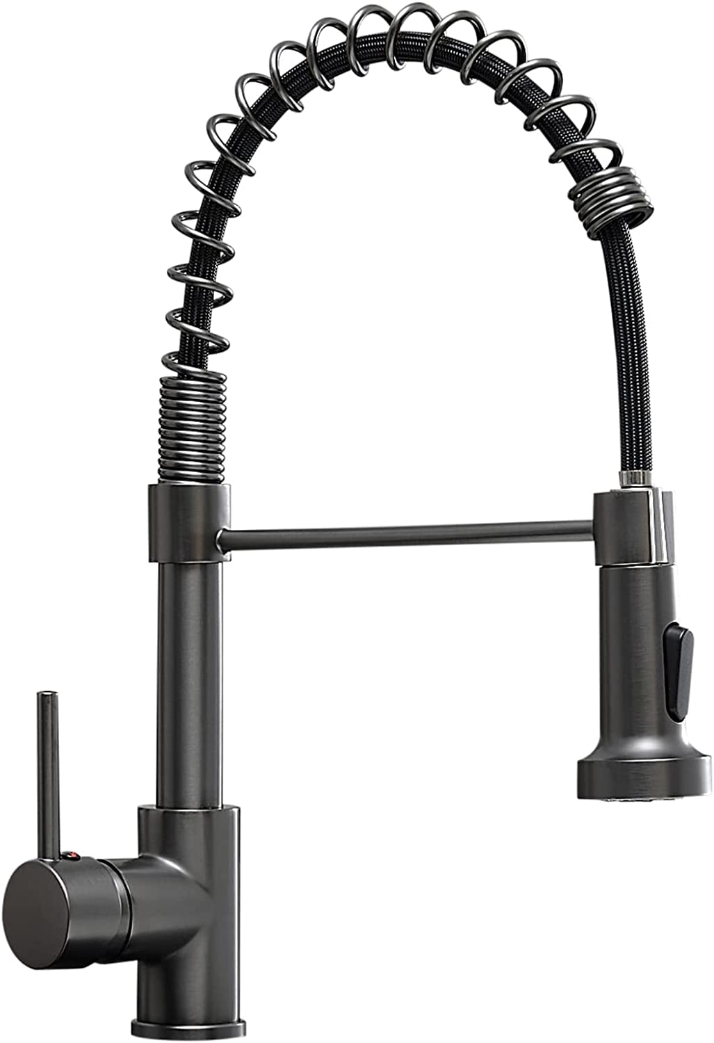 Black Stainless Kitchen Faucet with Pull Down Sprayer , Matte Gray