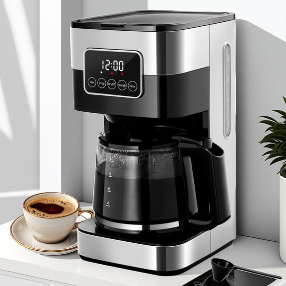Black Stainless Steel 10-Cup Programmable Drip Coffee Maker Touch Screen Pause & Serve