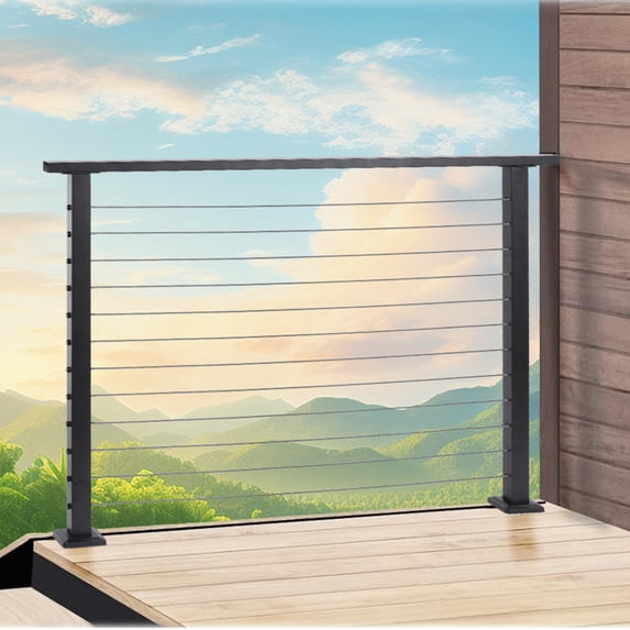 Black Stainless Steel Deck Railing Kit - 42" Height Complete w/Handrail ...