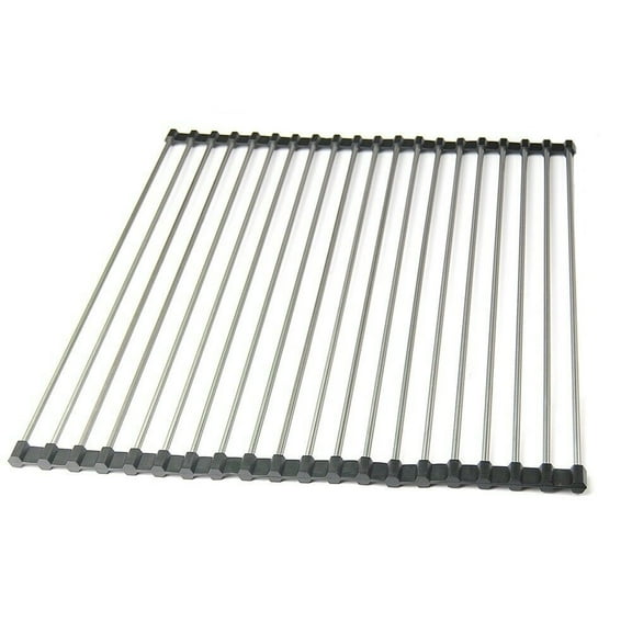 Black Stainless Steel Dish Drying Rack Over The Sink Kitchen Roll up Sink Portable Dish Rack Dish Drainer Foldable 11.6x18.5" (295x470mm)