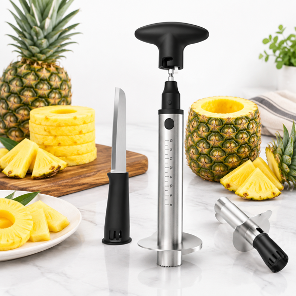 Black Stainless Steel Electric & Manual Pineapple Corer Slicer Core Remover Kitchen Tool