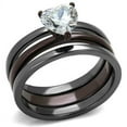 thumbnail image 1 of Black Stainless Steel Heart Solitaire Ring Set Anillo Para Mujer, 1 of 5