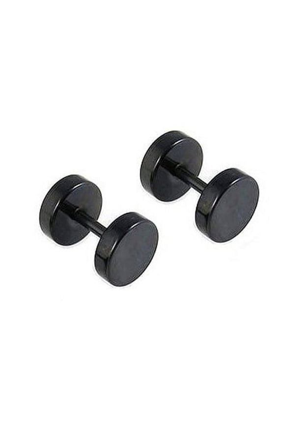 Black Stainless Steel Illusion Tunnel Plug Expander Earrings 8mm
