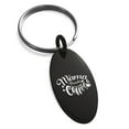 thumbnail image 1 of Tioneer Stainless Steel Black Mama Needs Coffee Small Oval Charm Keychain Keyring, 1 of 1