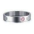 thumbnail image 1 of Black Stainless Steel Medical Alert ID Watch Band Stretch Bracelet for Women Girl 7-7.2inches, 1 of 5