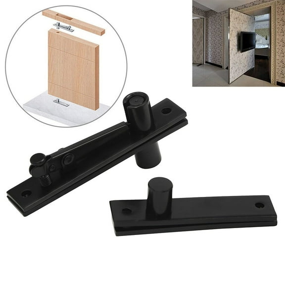 Black Stainless Steel Pivot Hinge for Wood Doors 180 Degree Rotation Invisible Cabinet Hinge Heavy Duty Door Hardware 130x24mm