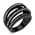 thumbnail image 1 of Black Stainless Steel Ring with AAA Grade CZ in Clear for Women Clear Stone Color Style TK3752 Size 7, 1 of 5