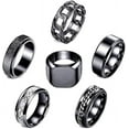 thumbnail image 1 of Black Stainless Steel Rings for Men 6pcs Mens Rings Band Fidget Ring Cool Spinner Rings for Men, 1 of 7