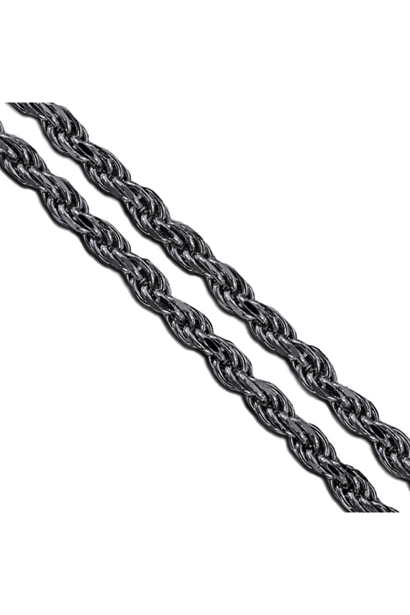 Black Stainless Steel Rope Chain 3.7mm Solid Cord Necklace 24" Gray Jewelry Female Unisex