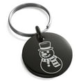 thumbnail image 1 of Black Stainless Steel Scarfed Snowman Engraved Small Medallion Circle Charm Keychain Keyring, 1 of 1