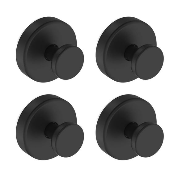 Black Stainless Steel Suction Cup Hooks 4Pc Set No Drill Required For Shower Bathroom Glass Doors Towel Hanging Strong Hold Waterproof Rust Resistant 2.36 Inch Each 0.59 Lb