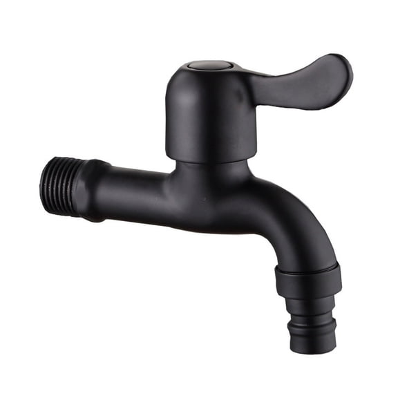 Black Stainless Steel Washing Machine Faucet Single Cold Quick Open Wall Mounted Tap For Laundry Room Sink Utility Area Space Saving 10X7.5x10cm