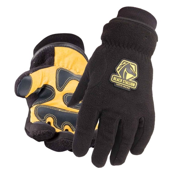 Black Stallion 15FH-MAX2 Pigskin & Polar Fleece Water Resistant Winter Gloves, X-Large