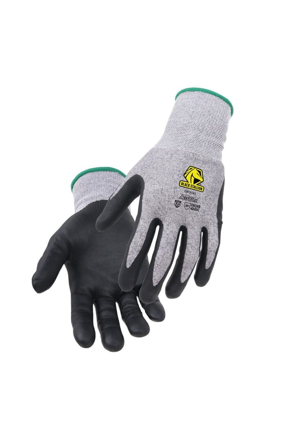 Accuflex A4 Cut-Resistant Nitrile Knit Gloves Gray And Black Medium