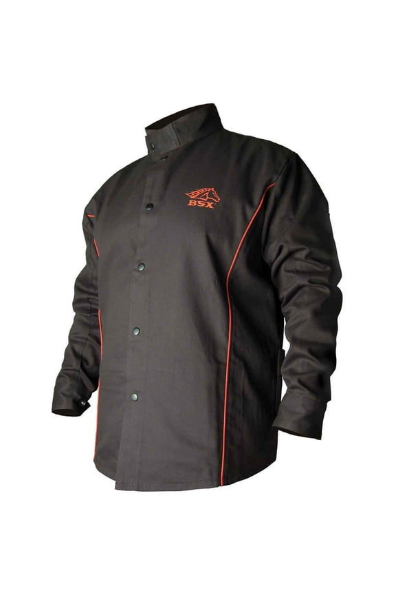 B9C BSX Contoured FR Cotton Welding Jacket, Black/Red, 4X-Large