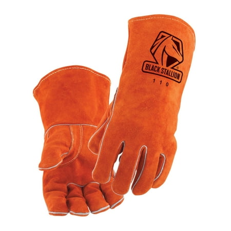 Black Stallion Welding Gloves Orange Split Cowhide Stick Medium