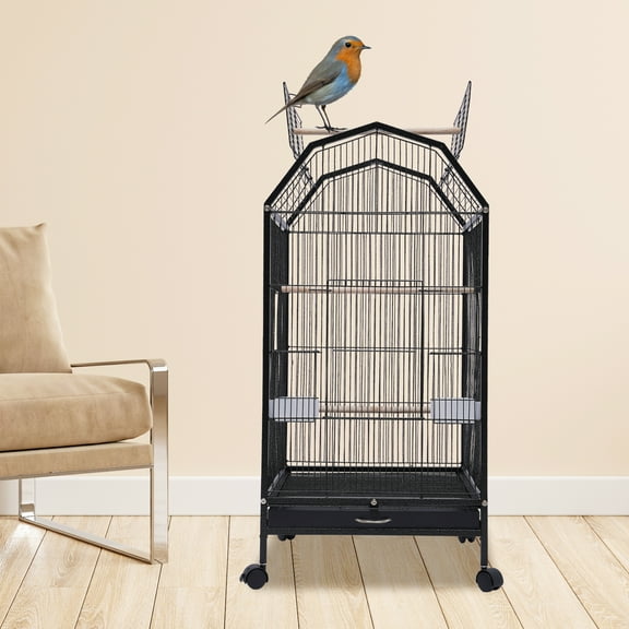 Black Stand Metal Pet Bird Flight Cages Large Finch Bird Cage for Mid-sized and Small-sized Birds with 5 Doors