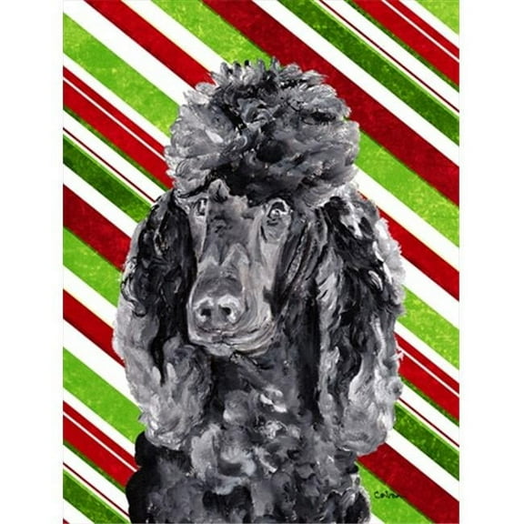 Black Standard Poodle Candy Cane Christmas Flag Garden Size