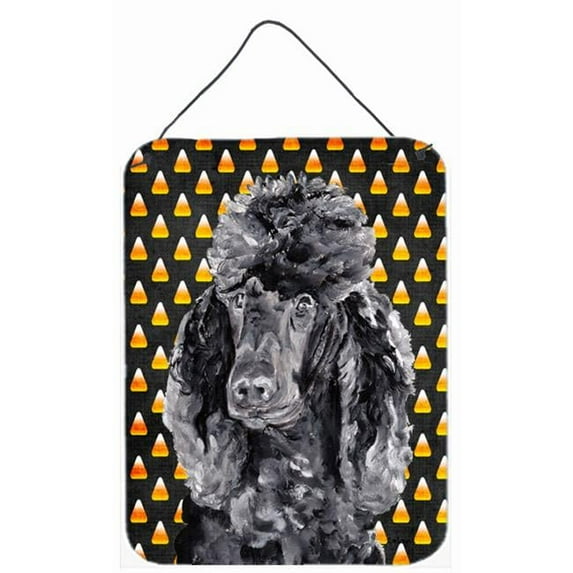 Black Standard Poodle Candy Corn Halloween Aluminum Metal Wall Or Door Hanging Prints