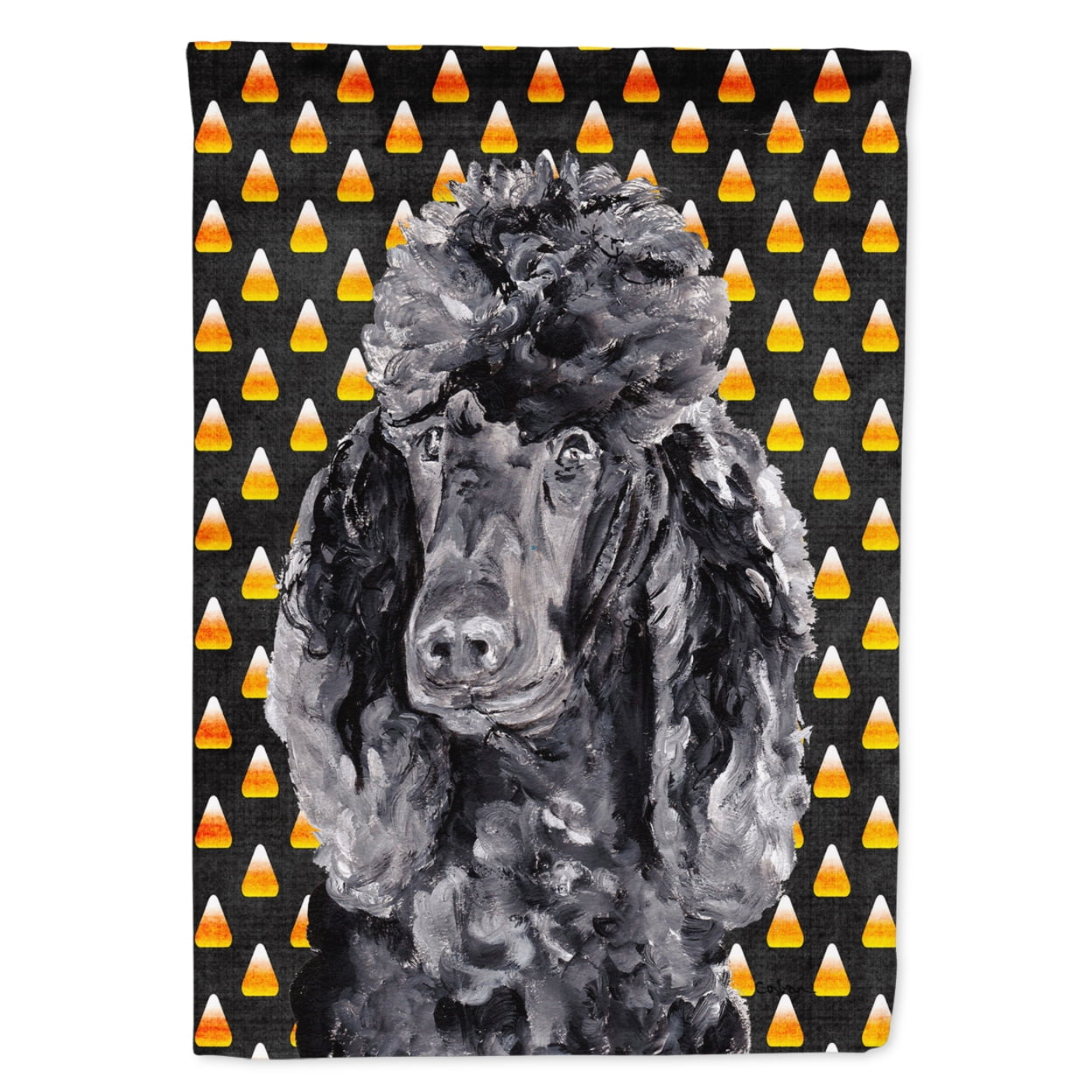 Carolines Treasures SC9650CHF Black Standard Poodle Candy Corn Halloween Flag Canvas, Large, Multicolor