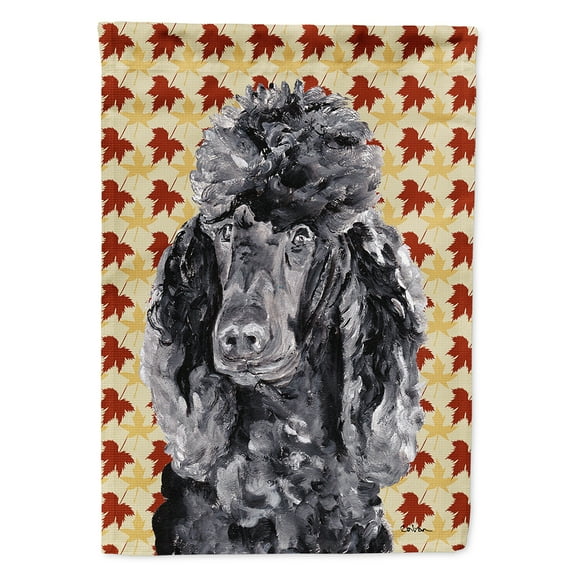 Black Standard Poodle Fall Leaves Garden Flag