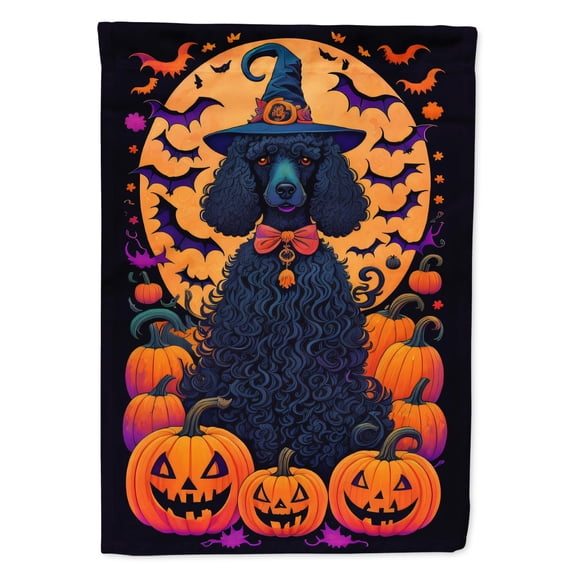 Black Standard Poodle Witchy Halloween Garden Flag 11.25 in x 15.5 in