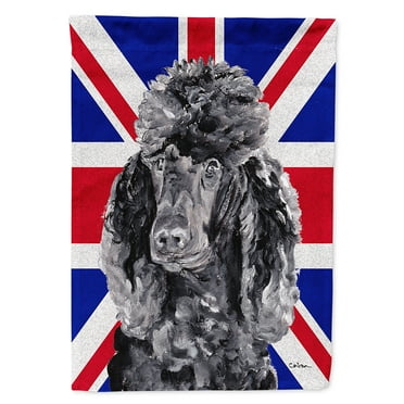 Black Standard Poodle with English Union Jack British Flag Garden Flag