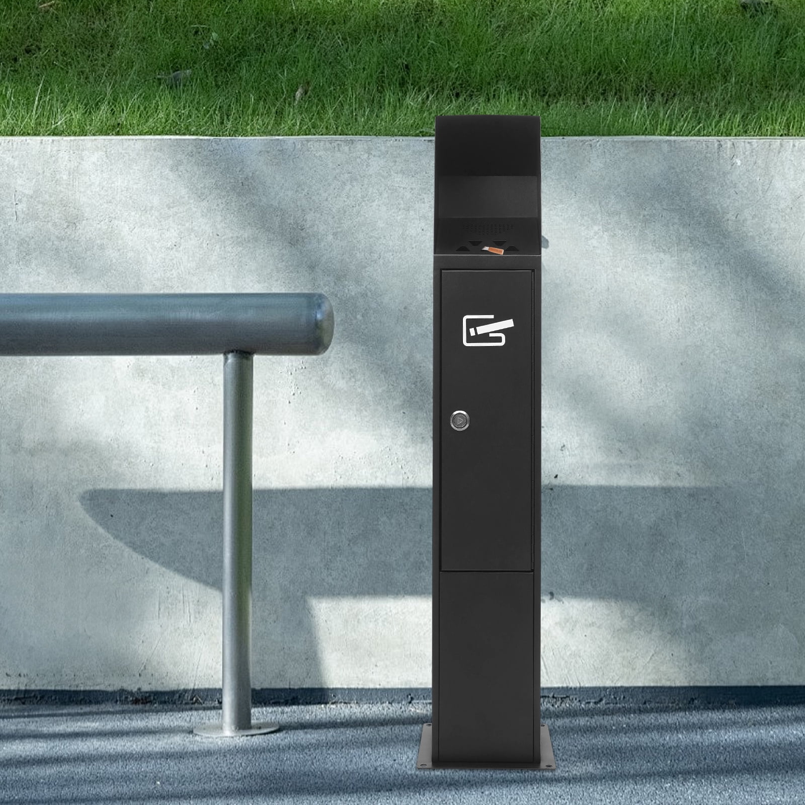 Black Standing Cigarette Butt Disposal, Standing Ashtray Cigarette Butt Disposal, Cigarette Butt Disposal with Inner Bucket for Hotels, Cafes, 