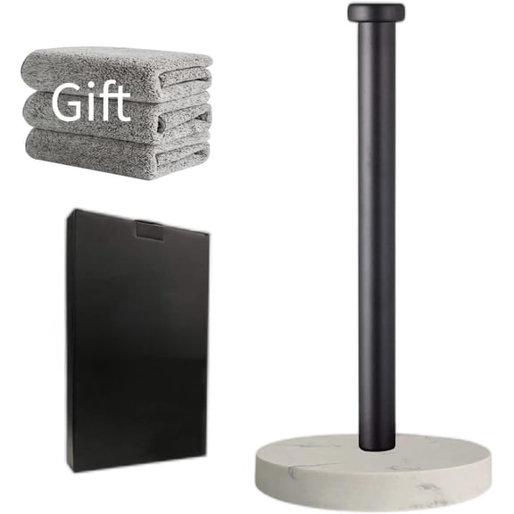 Black Standing Paper Towel Holder for Kitchen& Bathroom Countertop,Under Counter, Table Or BBQ, Standard or Jumbo-Sized Roll Paper (with Stainless Steel Base)
