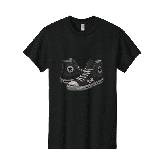 Black-Star-Converse Mens Graphic Tee, 100% Cotton, Casual Summer Wear BAA166