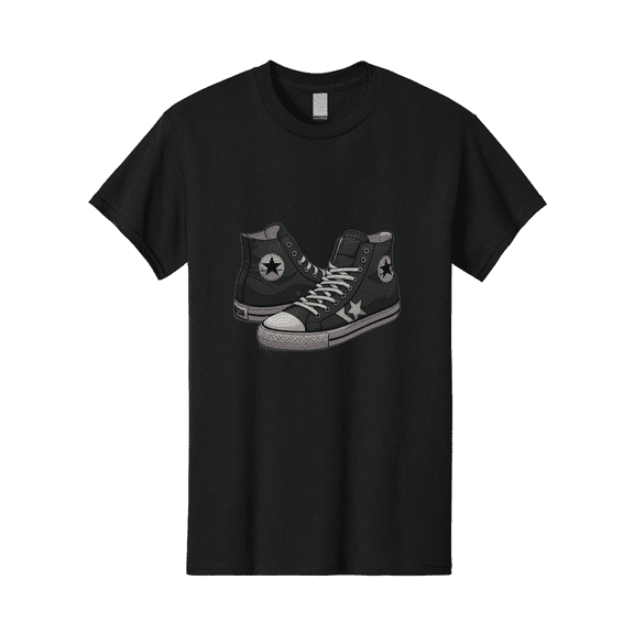 Black-Star-Converse Mens Graphic Tee, 100% Cotton, Casual Summer Wear BAA166