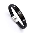 thumbnail image 1 of Black Star of David Bracelet - Religious Jerusalem Mogan Star David Jewish Faith Reminder Leather Bangle Judaica Israeli Jewelry Gifts for Men Women, 8.66 Inch, 1 of 7
