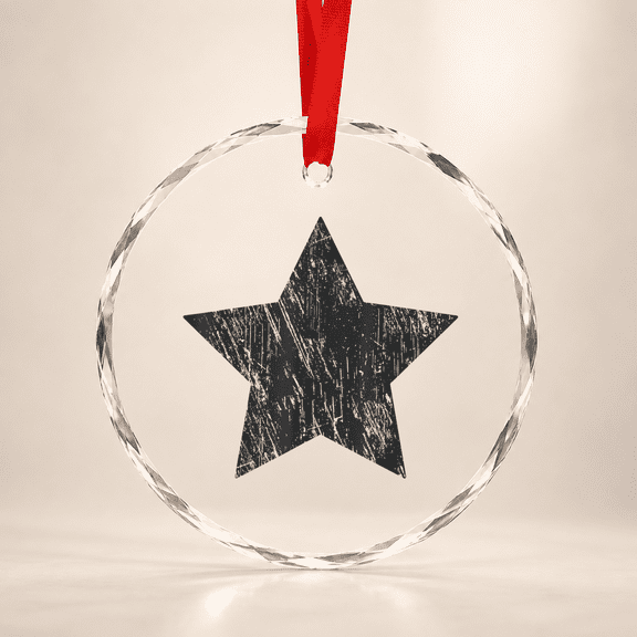 Black Star Distressed Black Star Glass Ornament