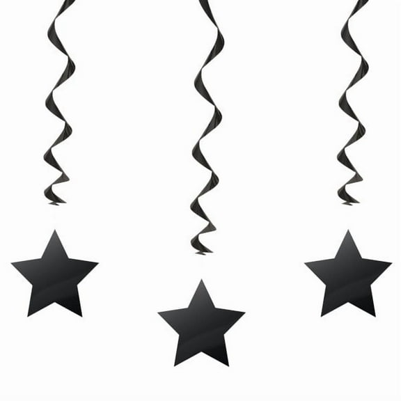Black Star Hanging Decorations, 26in, 3ct